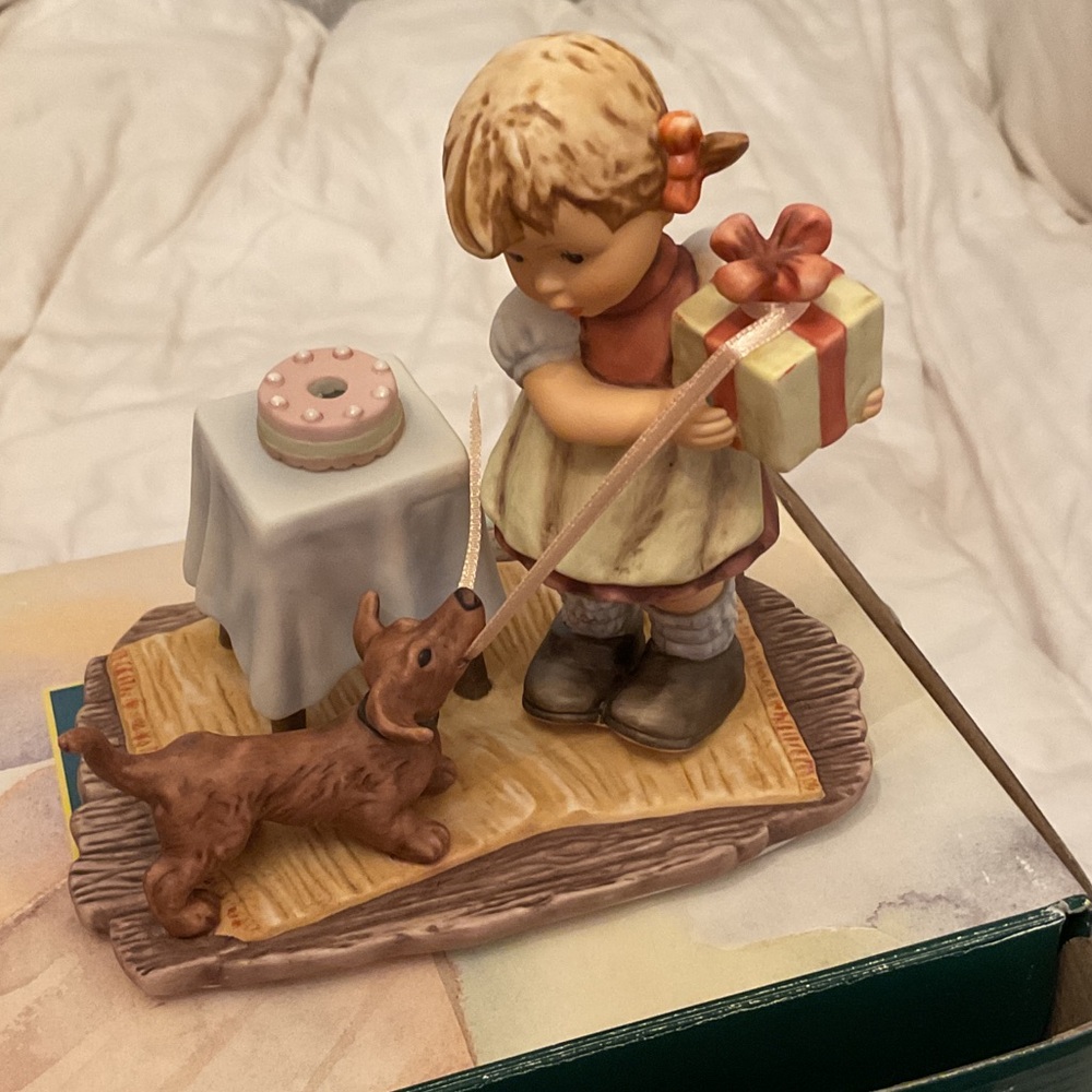 Berta Hummel Figurine with Gift and Dog 1996